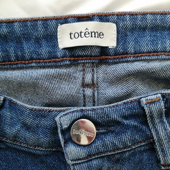 Toteme Straight Leg Mid Rise Ankle Crop Jeans Mid Blue 28 - Picture 10 of 16